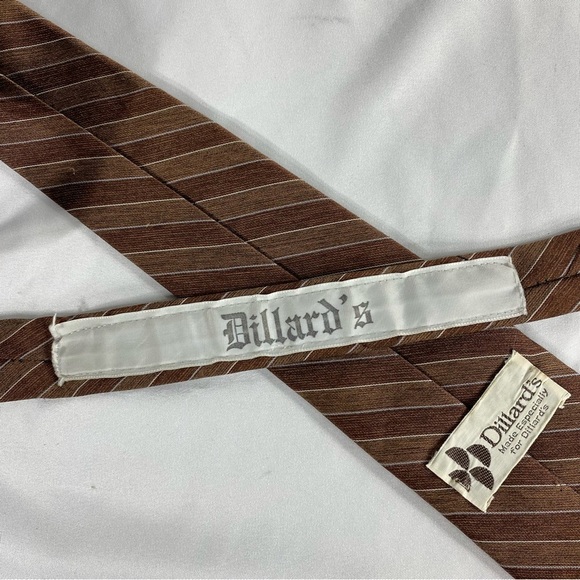 Dillard’s for Dillard’s Men’s Vintage Brown Striped Tie - Picture 7 of 8